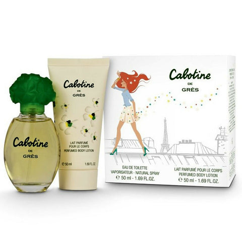 ....Grès Cabotine - Eau De Toilette Gift Set (Cabotine EDT Spray 100ml + Body Lotion 200ml)..Cabotine 歌寶婷 清秀佳人(綠色)大雙重奏套裝(香水EDT 100ML+香體乳200ML)....